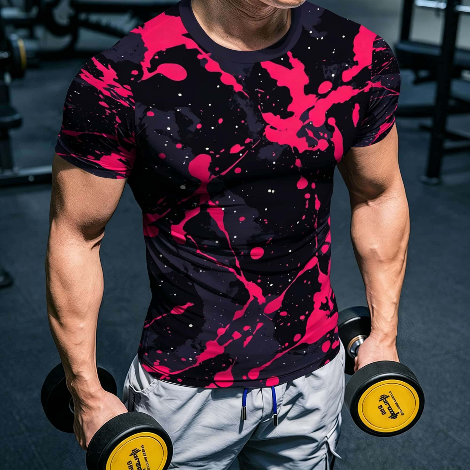 Men'S Fashion Pink Shirt - Hiphop streetwear T-shirt met korte mouwen