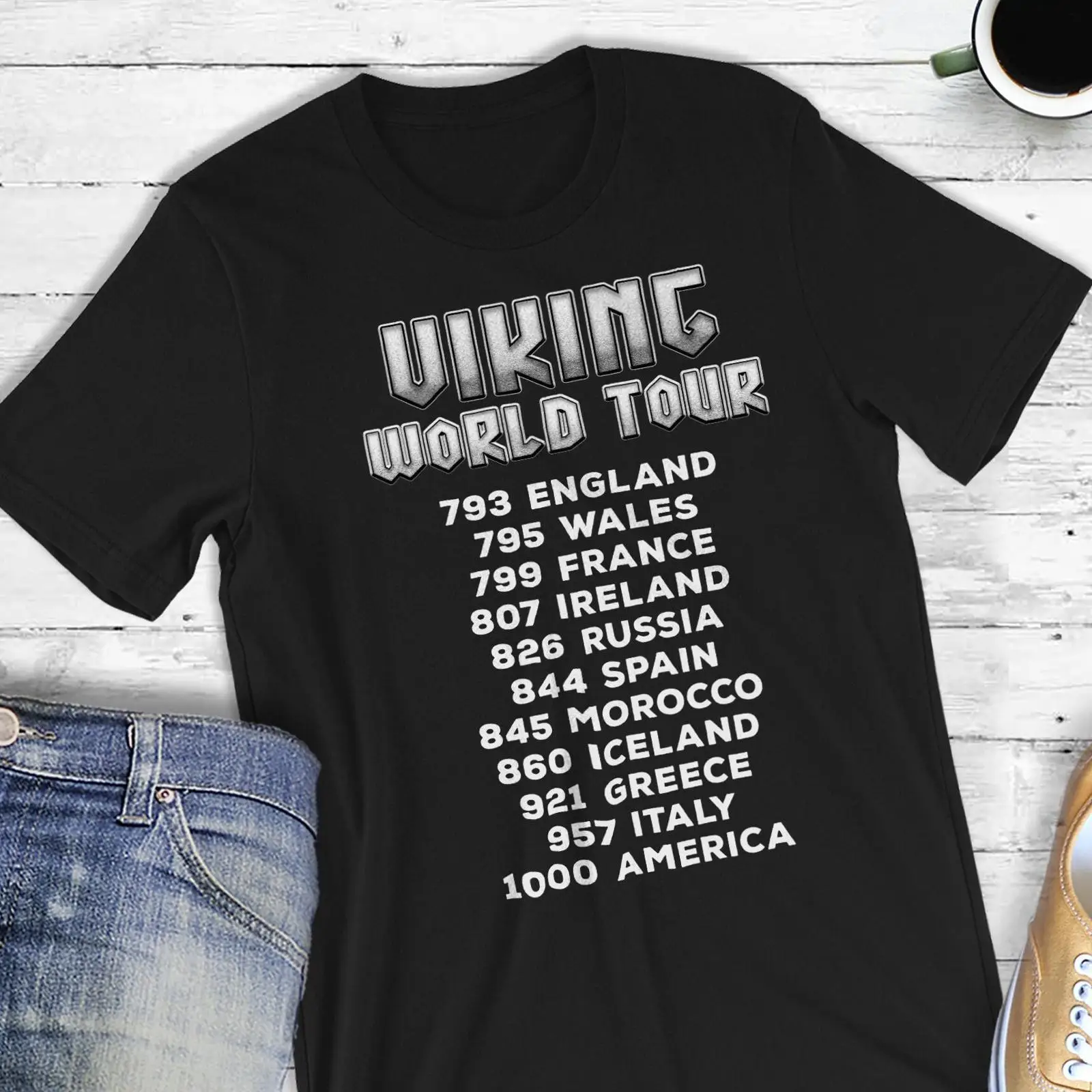 Men'S Fashion History - Viking World Tour T-shirt Noorse mythologie