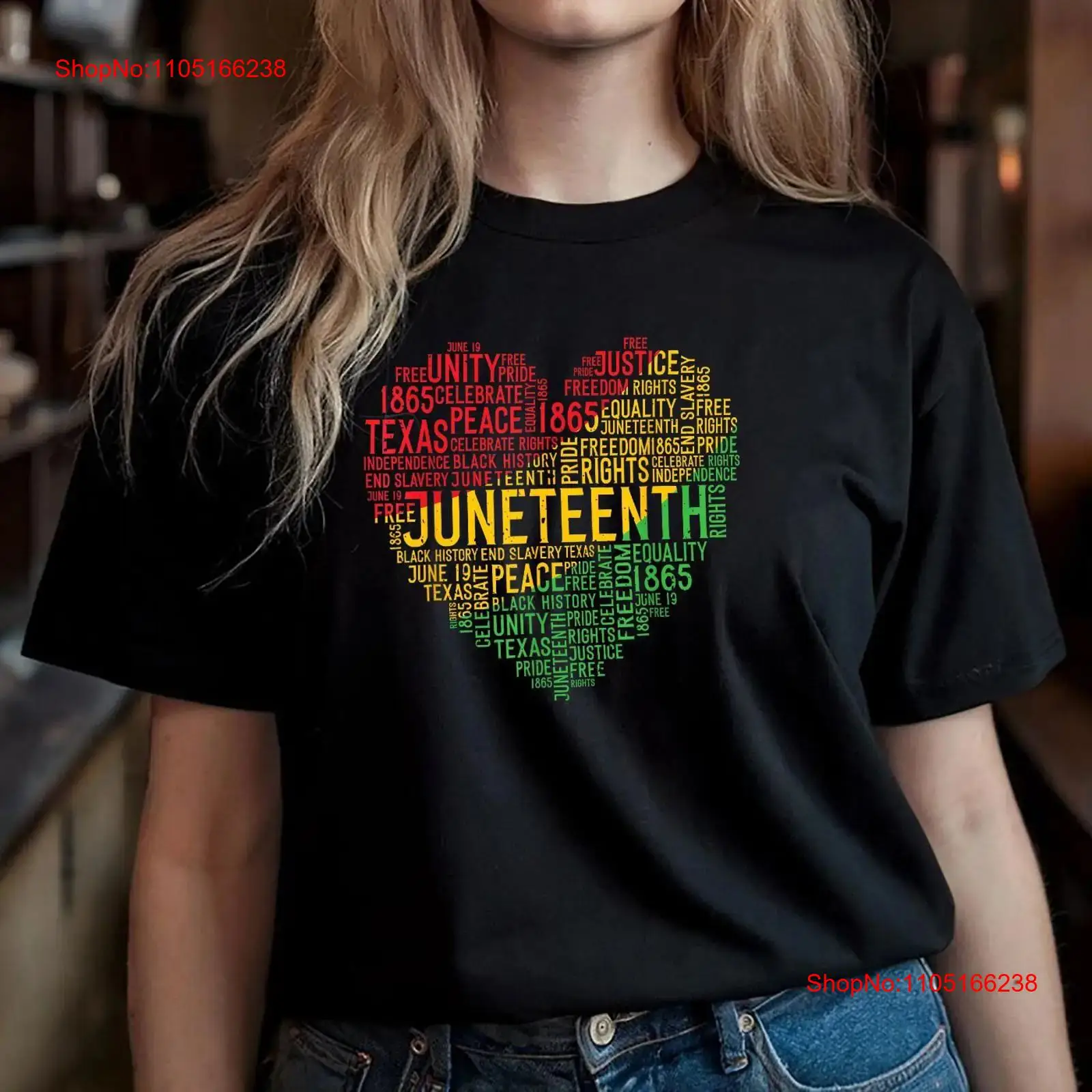 Men'S Fashion History - Juneteenth Heart T-shirt Zwart Geschiedenis Afro
