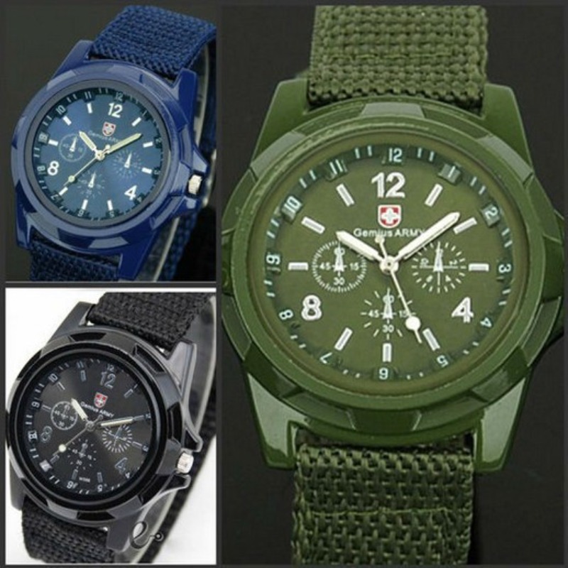 Mens Fashion In 1920 - Heren Sporthorloge Quartz Nylon Gemius Army