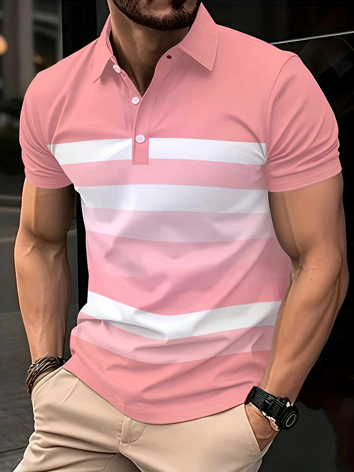 Zomer roze gestreept herenover - Men'S Fashion Pink Shirt recensie en prijs