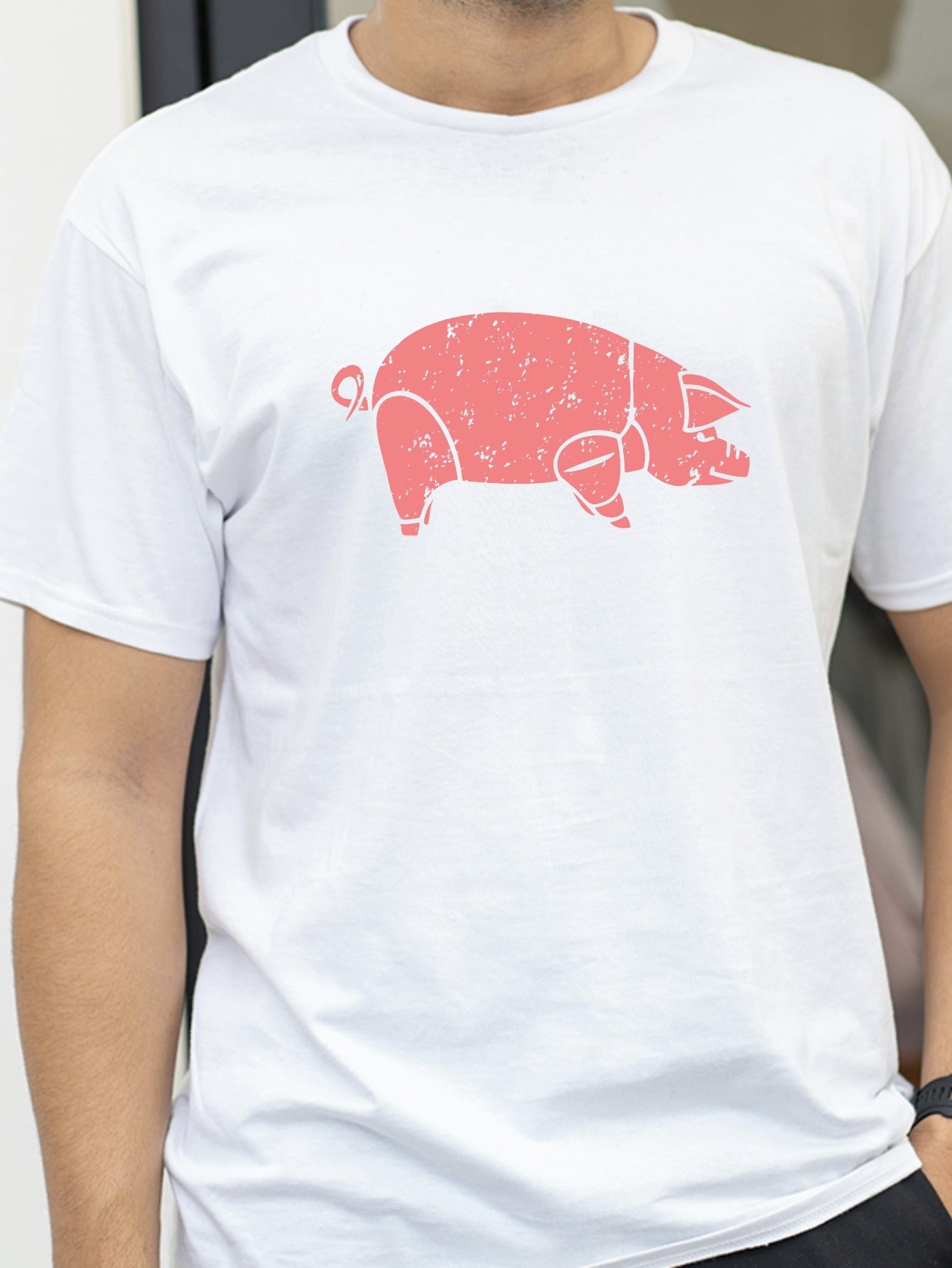 Pig Pink Floyd Dierenprint Gra - Men'S Fashion Pink Shirt recensie en prijs